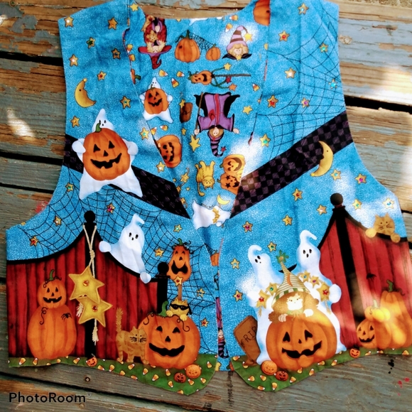 Vtg 90s Halloween vest reversible - Picture 5 of 16